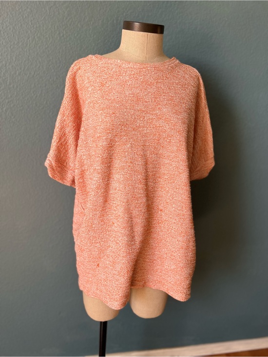 Zara Tops - Zara Collection oversized Textured Coral Peach Knit Short Sleeve Sweater Top